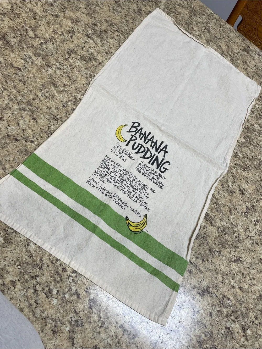 Vintage Banana Pudding Recipe Flour Sack Dish Towel . Cotton.  GUC